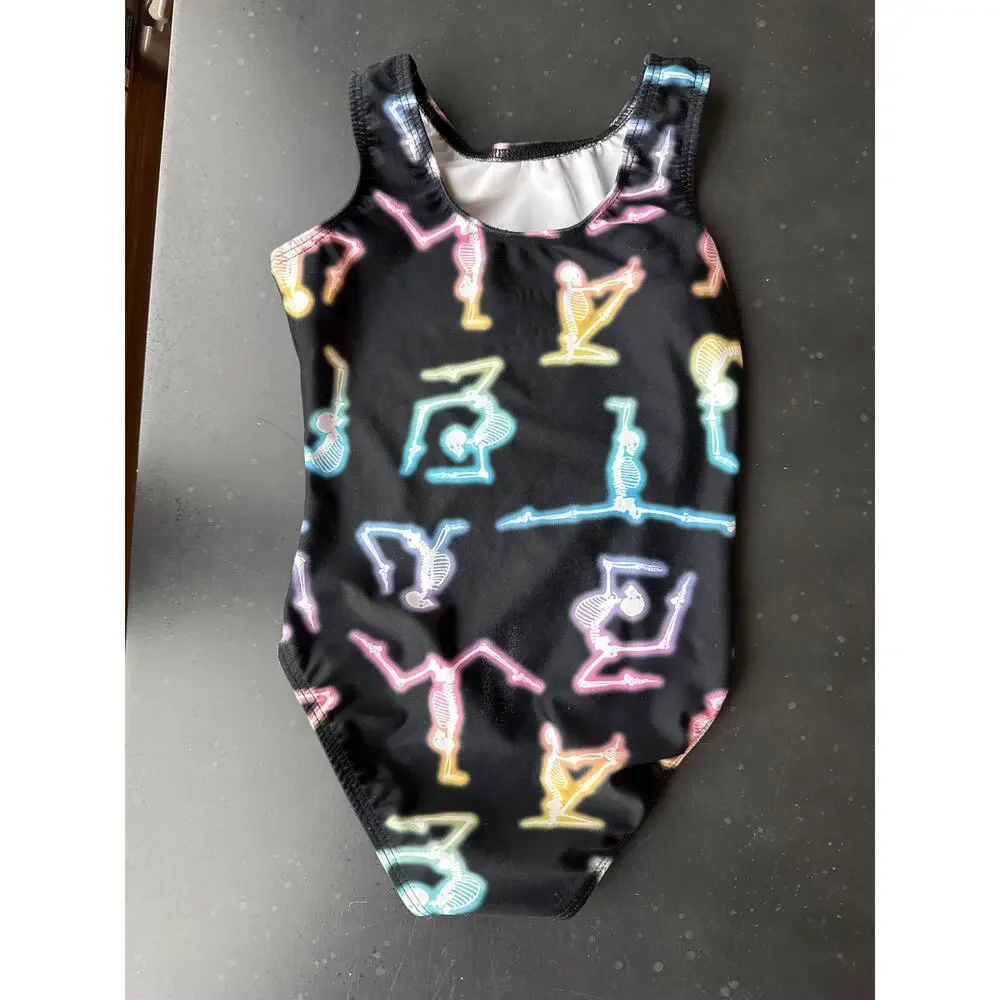 Girls DESTIRA Black Rainbow Skeleton Leotard (CXS)